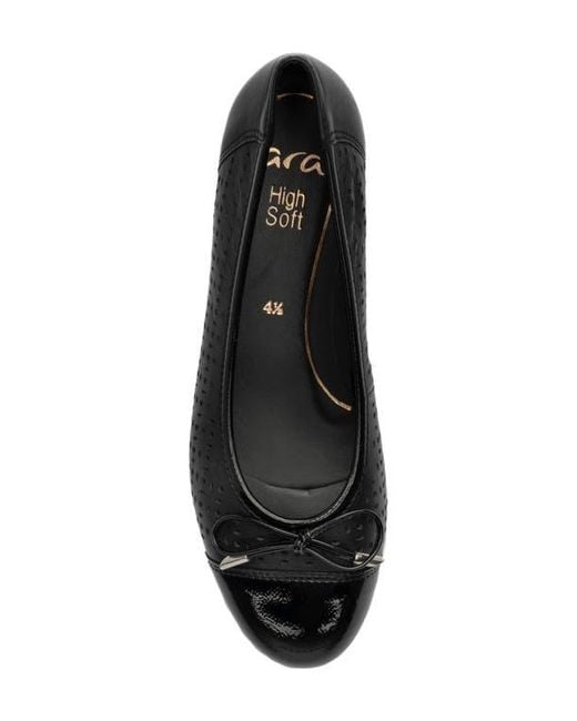 Ara Black Sangria Cap Toe Flat