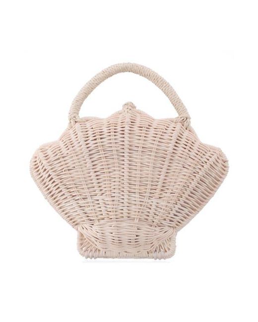 Nina Pink Shelly Rattan Top Handle Bag