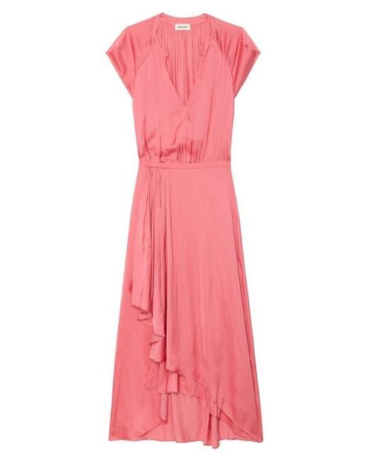 Zadig & Voltaire Pink Randall Ruffle Satin Dress