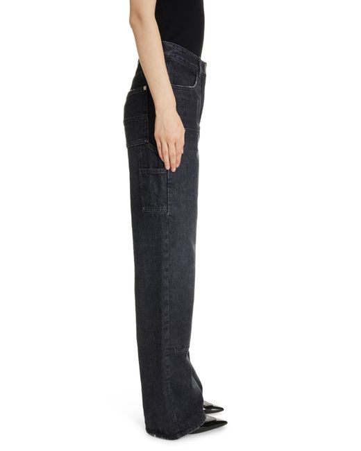 Givenchy Black Patch Detail Denim Wide Leg Carpent Jeans
