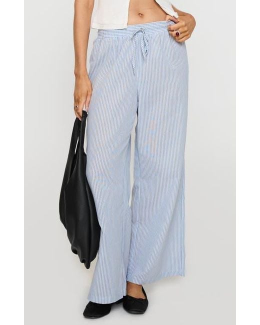 Princess Polly Grey And White Striped Pants Beach House Pants Blue