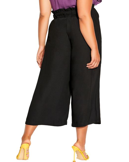 City Chic Black Easy Crop Belted Pants