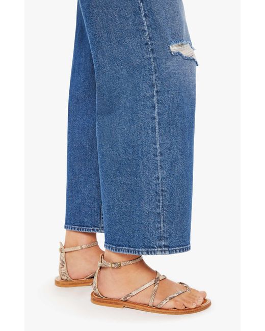 Mother Blue The Down Low Spinner Hover Ripped Ankle Jeans
