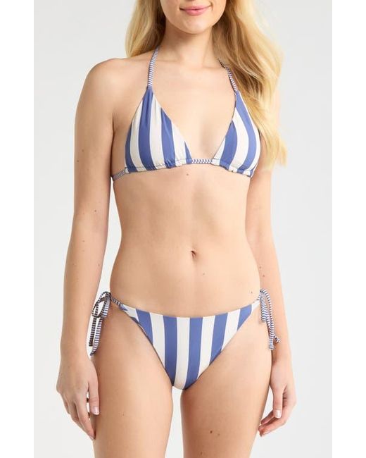 Roxy Blue Stripe Out Reversible Triangle Bikini Top