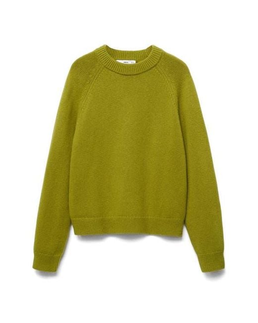 Mango Blue Crewneck Raglan Sleeve Sweater