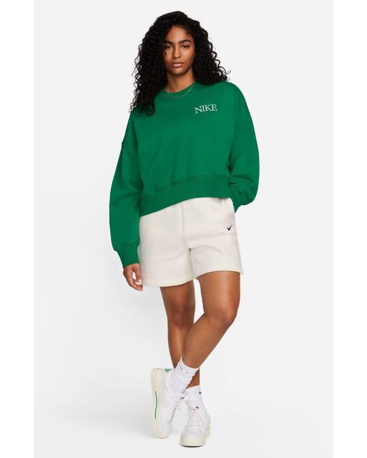 Nike Green Phoenix Fleece Varsity Oversize Crewneck Sweatshirt