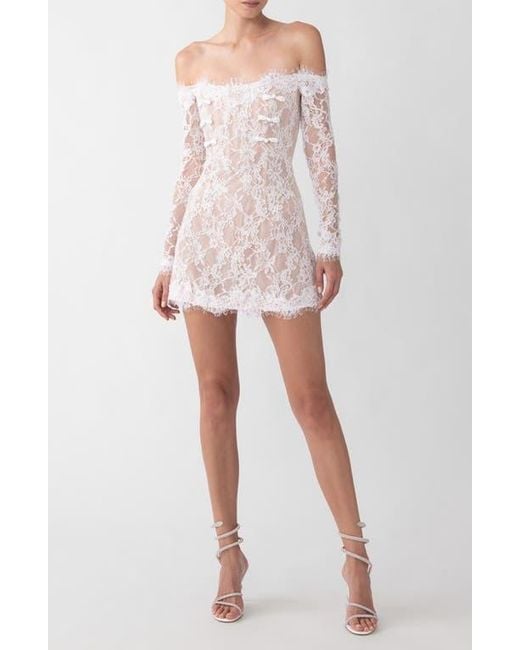 SAU LEE Rachael Off The Shoulder Lace Minidress in White | Lyst SAU LEE Rachael Off The Shoulder Lace Minidress in White | Lyst