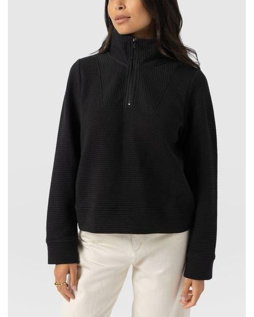 Saint + Sofia Black Halsey Quarter Zip