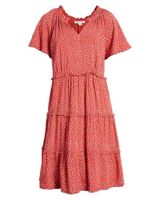 Beach Lunch Lounge Red Camila Floral Flutter Sleeve Dress