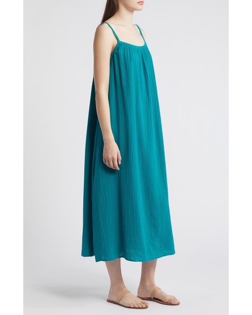 Eileen Fisher Blue Cami Organic Cotton Gauze Dress