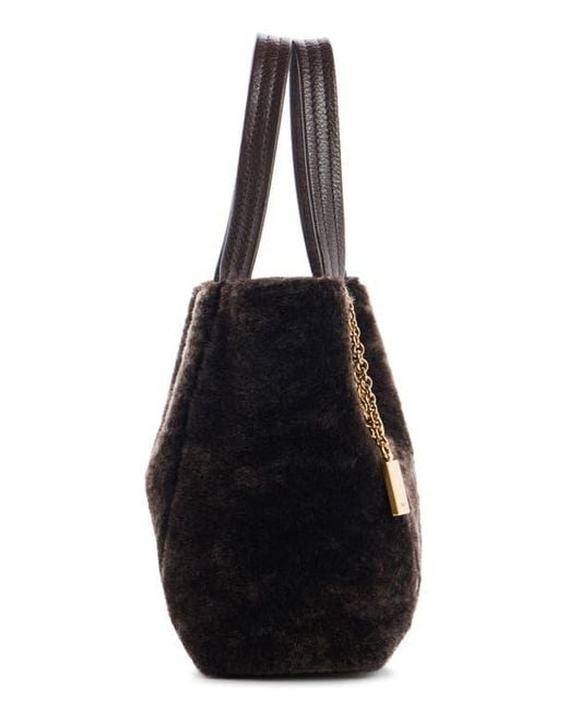 Chloé Black Small Spin Genuine Shearling Tote