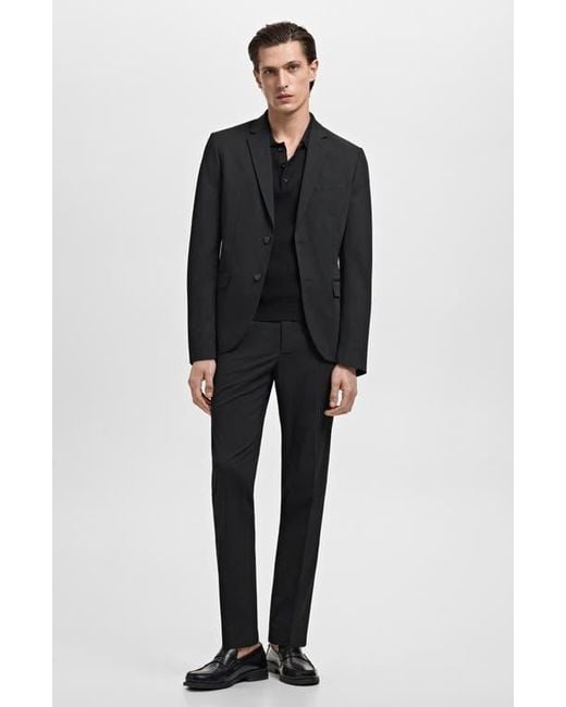 Mango Black Slim Fit Flat Front Pants for men