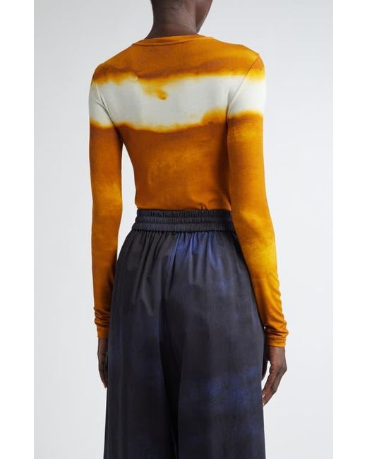 Jason Wu Blue Painted Stripe Long Sleeve Jersey Top