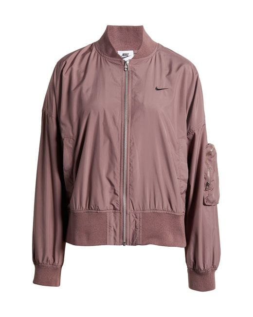 Nike Brown Sportswear Essentials Oversize Bomber Jacket