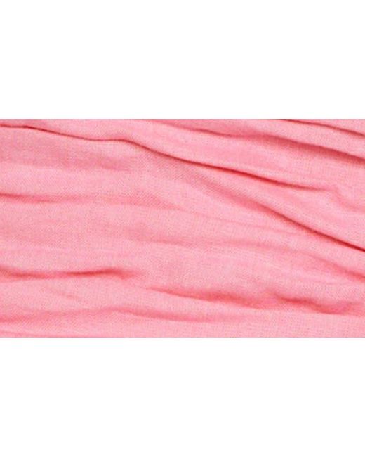 Mango Pink Margot Ruched Strapless Linen Crop Top