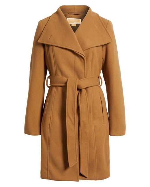 Michael Kors Brown Belted Coat With Oversize Collar