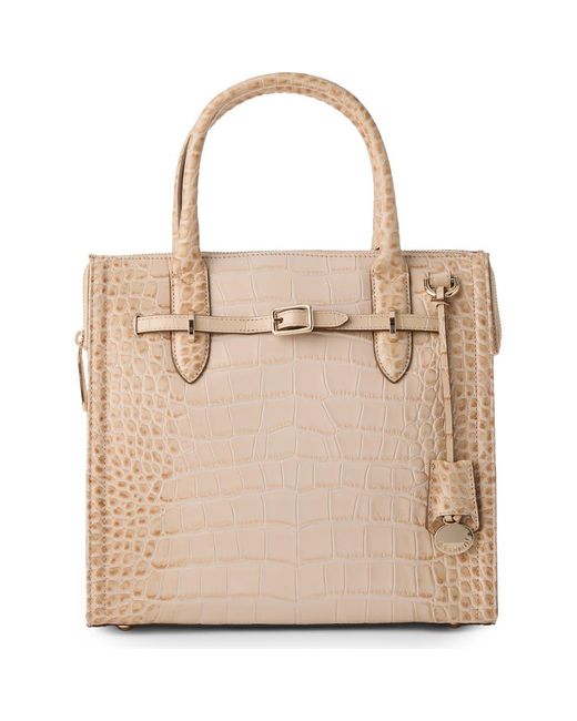 Brahmin Natural Small Caroline Croc Embossed Leather Satchel