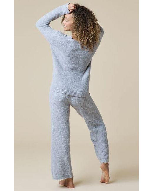 Softies Blue Solid Marshmallow V-Neck Lounge Set