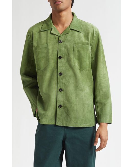 Bode Green Suede Overshirt for men