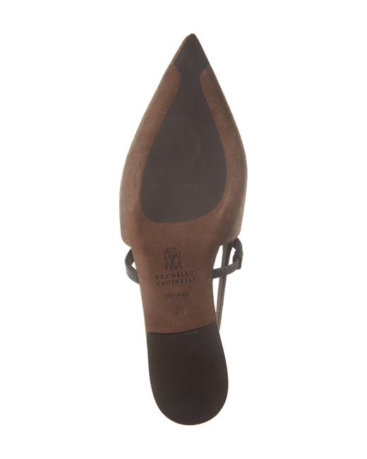 Brunello Cucinelli Brown Pointed Toe Slingback Sandal