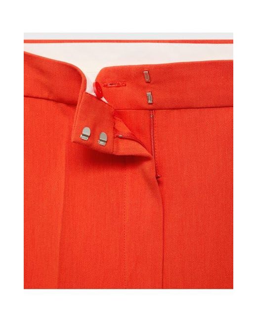 Mango Red Pleated Straight Leg Pants