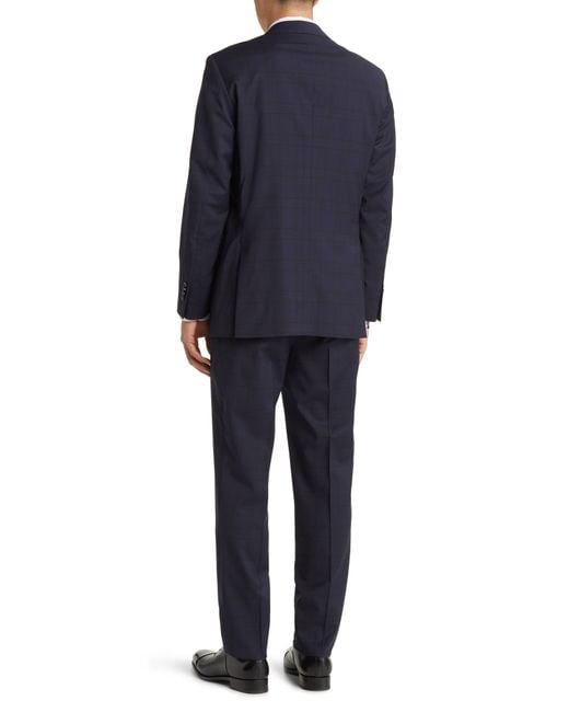 Peter Millar Tailored Fit Windowpane Plaid Wool Suit in Blue for Men | Lyst