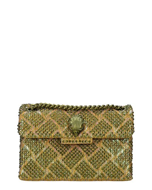 Kurt Geiger Green Mini Kensington Embellished Fabric Convertible Crossbody Bag