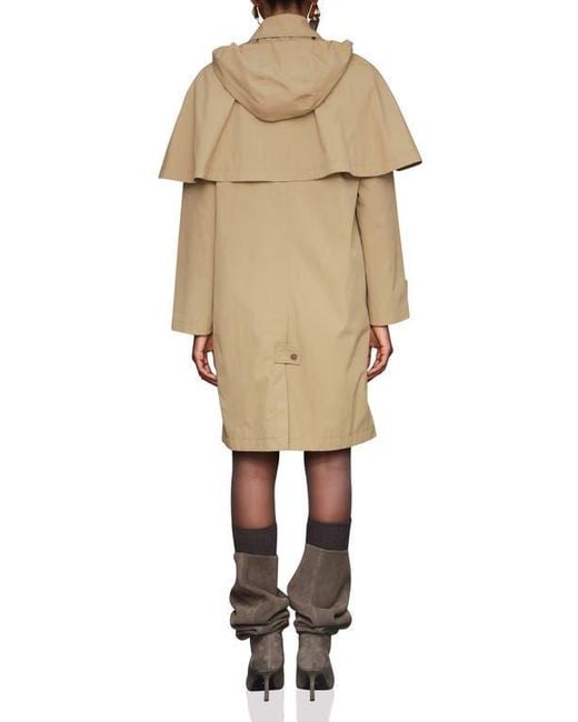 Avec Les Filles Hooded Cape Raincoat in Natural | Lyst