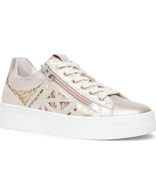Nero Giardini White Metallic Side Zip Platform Sneaker