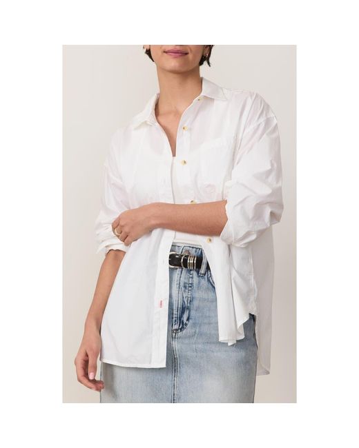 Marine Layer White Cali Oversize Pima Cotton Poplin Button-Up Shirt