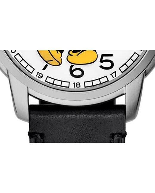 Fossil Black X Disney Classic Disney Mickey Mouse Leather Strap Watch
