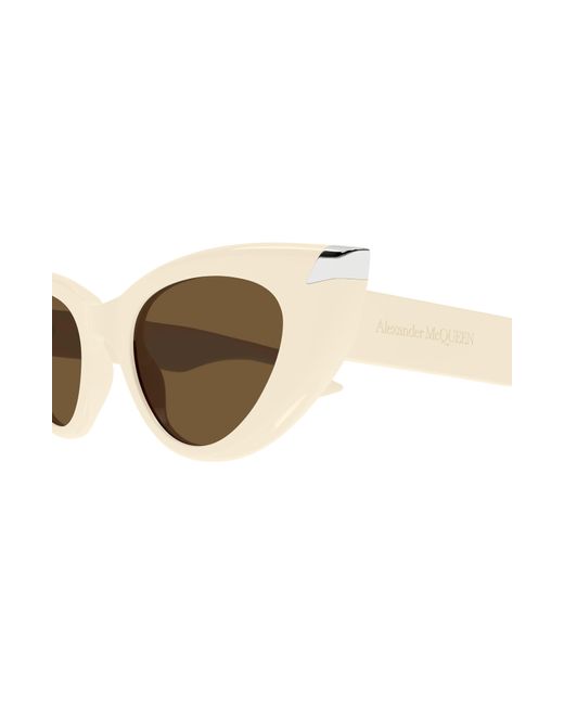 Alexander McQueen White 50mm Cat Eye Sunglasses