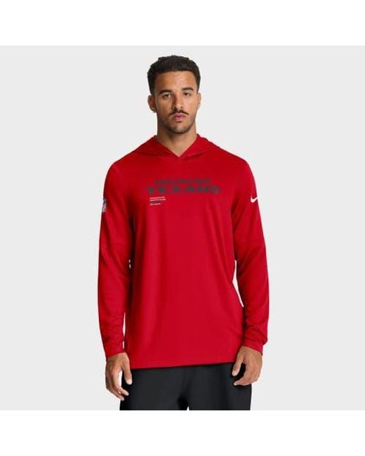 Nike Red Houston Texans Sideline Pure Fury Performance Long Sleeve Hoodie T-Shirt for men