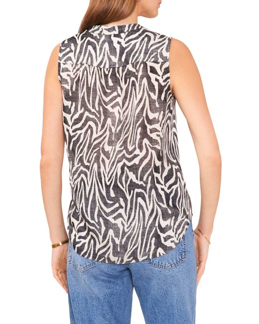 Vince Camuto Blue Abstract Print Sleeveless Top