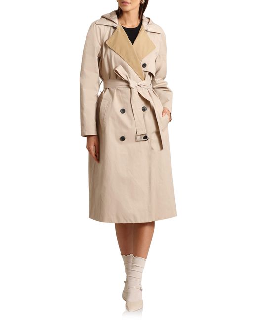 Avec Les Filles Natural Two-tone Belted Trench Coat