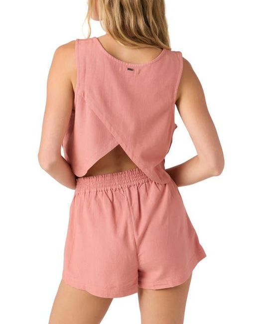 O'neill Sportswear Pink Sanders Side Button Crop Tank