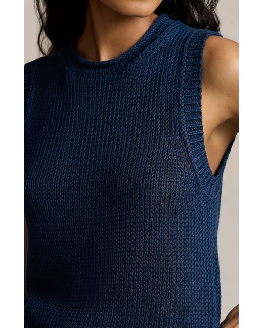 Polo Ralph Lauren Blue Linen & Cotton Sweater Vest