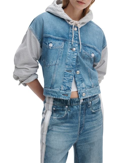 Rag & Bone Blue Rb Miramar Mixed Media Jacket