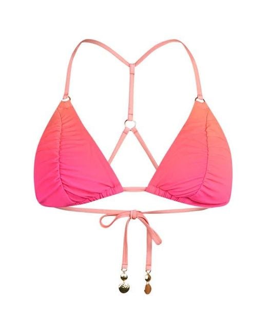 Sunshine 79 Red Ombré Illusions Ruched Triangle Bikini Top