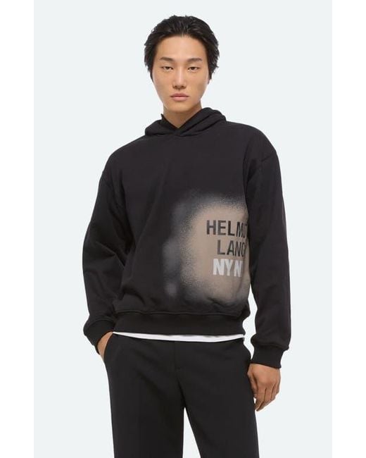 Helmut Lang Black Spray Graphic Hoodie for men