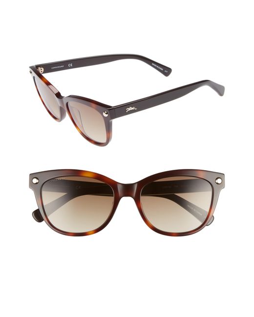 Longchamp Brown 53mm Gradient Lens Cat Eye Sunglasses - Blonde Havana