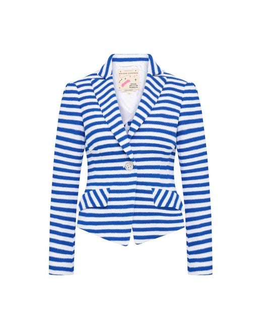 Maison Common Blue Striped Jersey Jacket