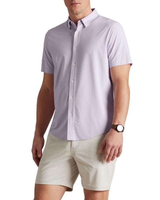 Rhone Purple Commuter Short Sleeve Button-Up Shirt for men