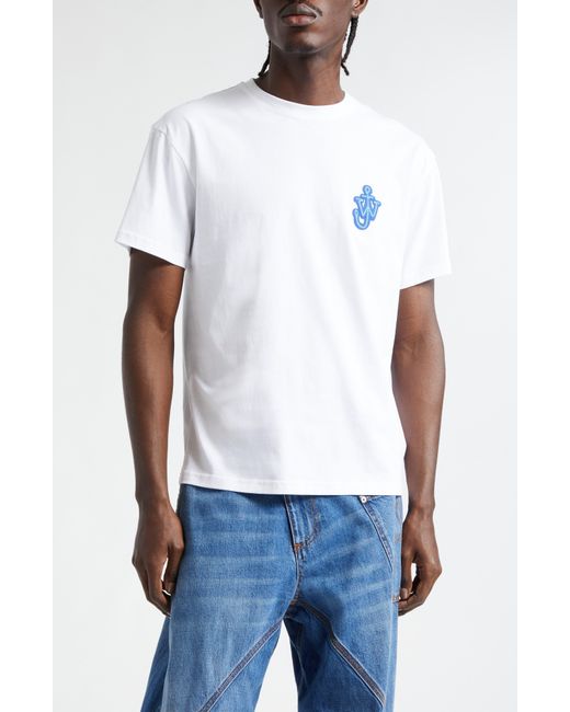 J.W. Anderson White Anchor Logo Patch Cotton T-shirt for men