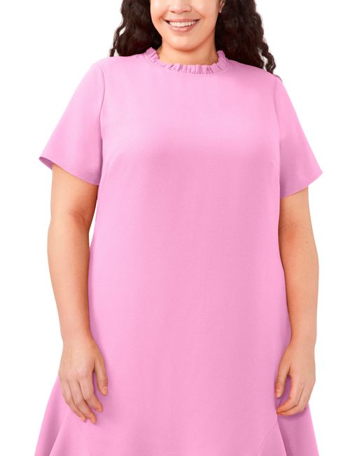 Cece Pink Ruffle Short Sleeve Dress