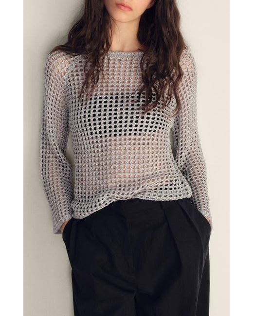 Mango Gray Open Stitch Sweater