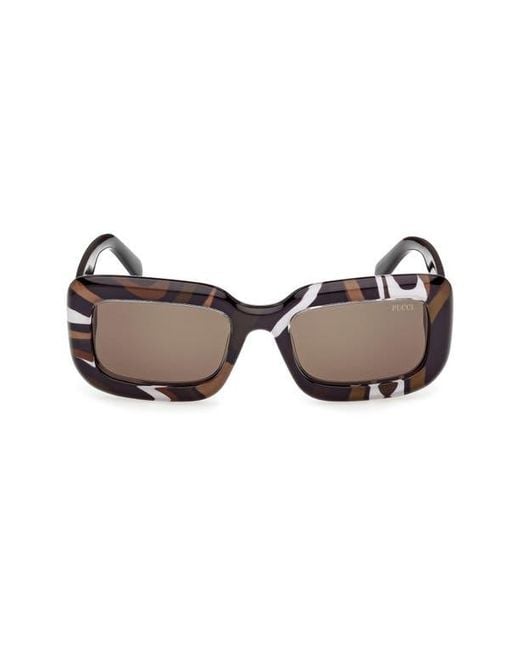 Emilio Pucci Brown 52Mm Rectangular Sunglasses