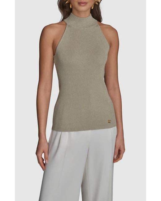 Donna Karan Brown Sleeveless Mock Neck Sweater