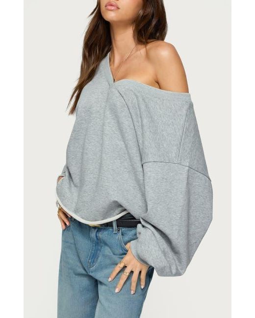 Edikted Gray Winfred Oversize One-Shoulder Sweatshirt