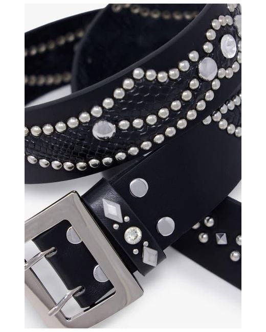 MNML Black Stud Leather Belt for men